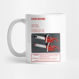 Evil Dead 2 Chainsaw Poster (White Text) Mug